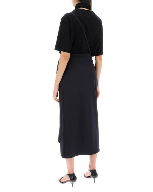 Lemaire Black Wool Wrap Skirt With Pockets