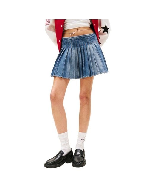 Tommy Hilfiger Blue Recycled Cotton Mini Skirt