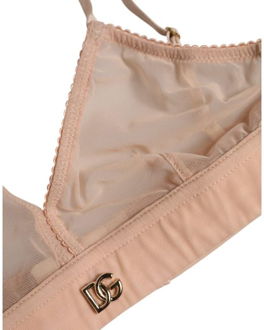 Dolce & Gabbana Multicolor Powder Pink Nylon Dg Logo Non Wire Bra Underwear