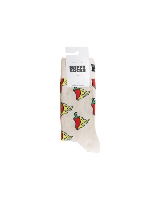 Happy Socks White Beige Cotton Sock for men