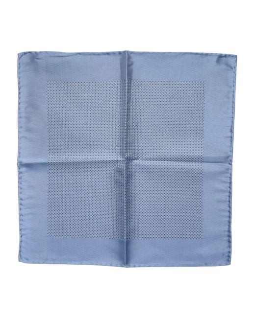 Dolce & Gabbana Blue Silk Square Foulard Scarf for men