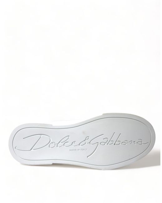 Dolce & Gabbana Red White Love Patch Portofino Classic Sneakers Shoes