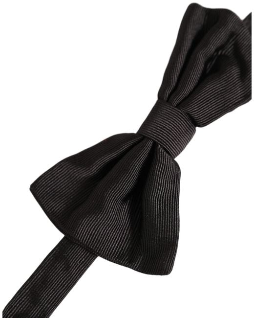 Dolce & Gabbana Men Black 100% Silk Adjustable Neck Papillon Bow Tie for men