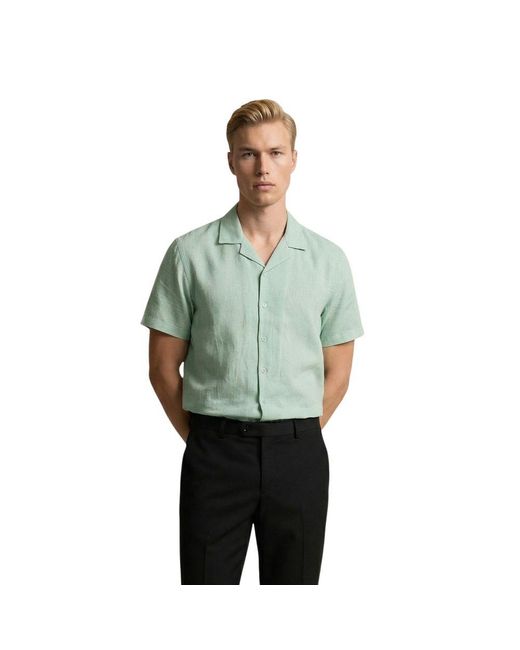 Gianni Lupo Green Linen Shortsleeve Shirt for men