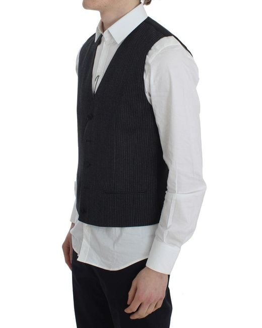 Dolce & Gabbana Black Striped Formal Vest for men