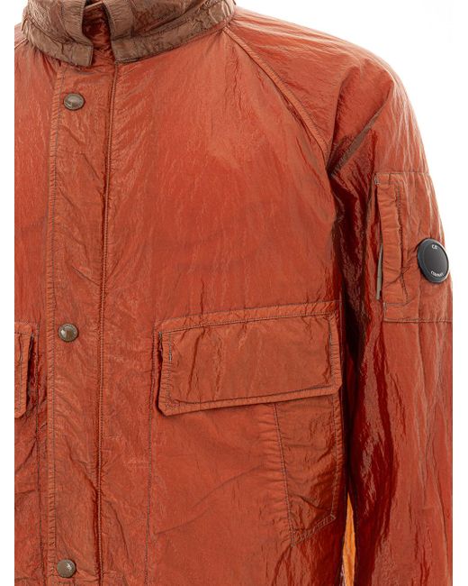 C P Company Orange Rust Technical Wrinkle Parka Jacket for men