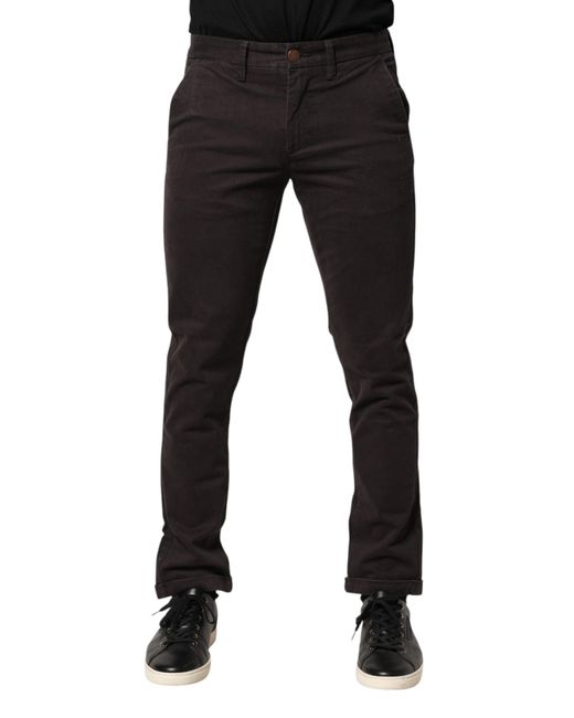 Sun 68 Black Dark Brown Cotton Stretch Skinny Mid Waist Men Trouser Pants for men