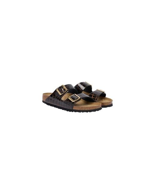 Birkenstock Black Leather Flat Sandals