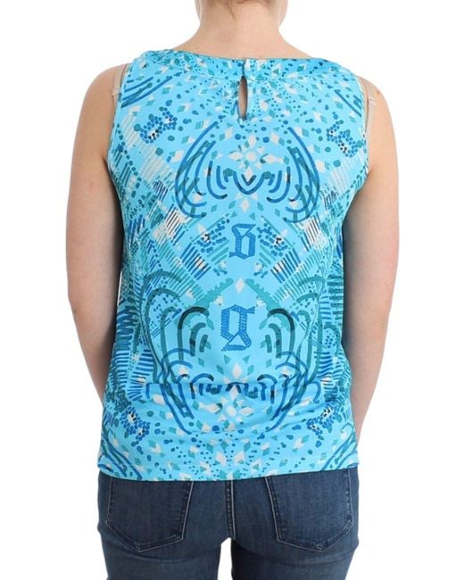 John Galliano Printed Top Blue Sig11879-3
