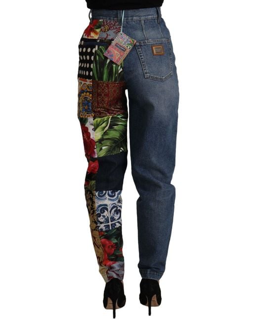 Dolce & Gabbana Blue Patchwork Jeans Highwaisted Style