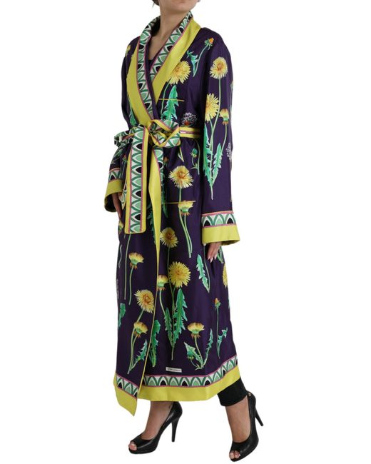 Dolce & Gabbana Green Elegant Silk Floral Bathrobe