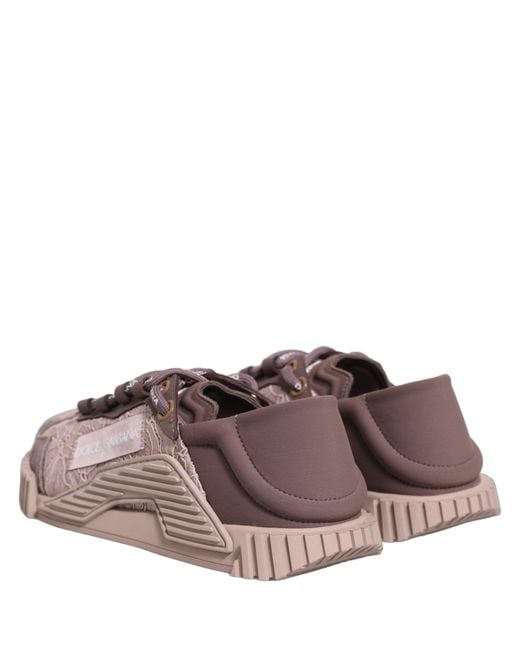 Dolce & Gabbana Pink Lace Ns1 Low Top Sneaker Sports Shoes