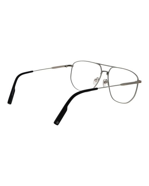 Zegna Metallic Silver Titanium Glasses (frames) for men
