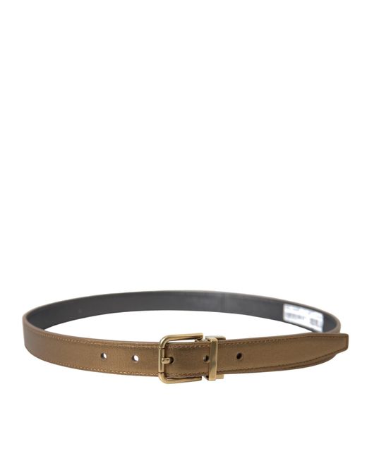 Dolce & Gabbana Brown Metallic Leather Belt for men