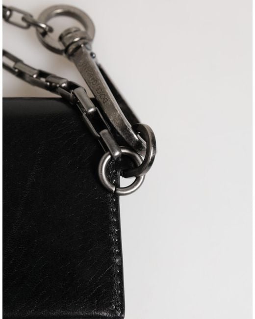 Dolce & Gabbana Cavallo Leather Wallet Chain Snap Bifold Card