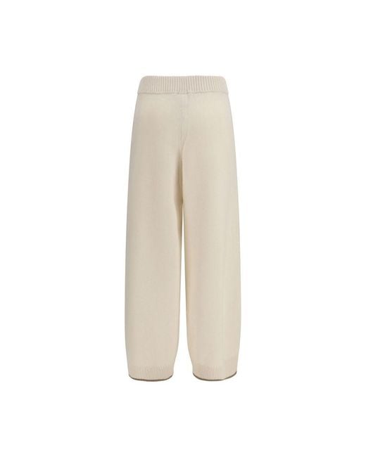 Brunello Cucinelli Natural White Cashmere Casual Pants
