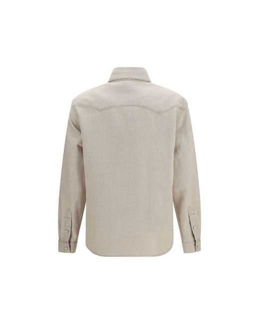 Fendi Gray Beige Denim Shirt