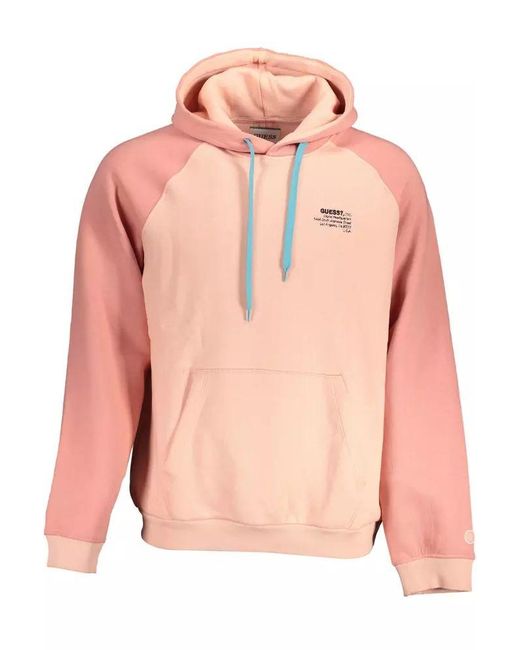 Guess Premium Pink Hooded Sweatshirt With Logo for men