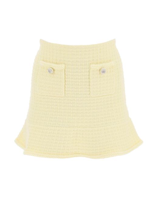 Self-Portrait Natural Self Portrait "Knitted Mini Skirt With Jewel Buttons