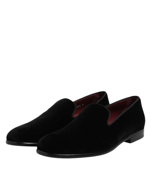 Dolce & Gabbana Black Velvet Slipon Loafer for men