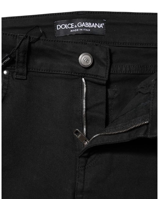 Dolce & Gabbana Black Cotton Skinny Mid Waist Denim Jeans for men