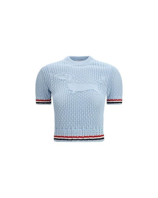 Thom Browne Blue Thom E Cotton Sweatshirt