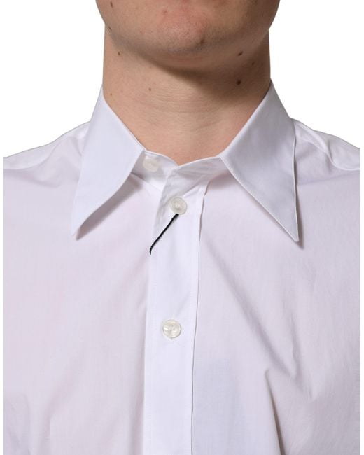 Dolce & Gabbana White Cotton Sleeveless Formal Dress Shirt for men