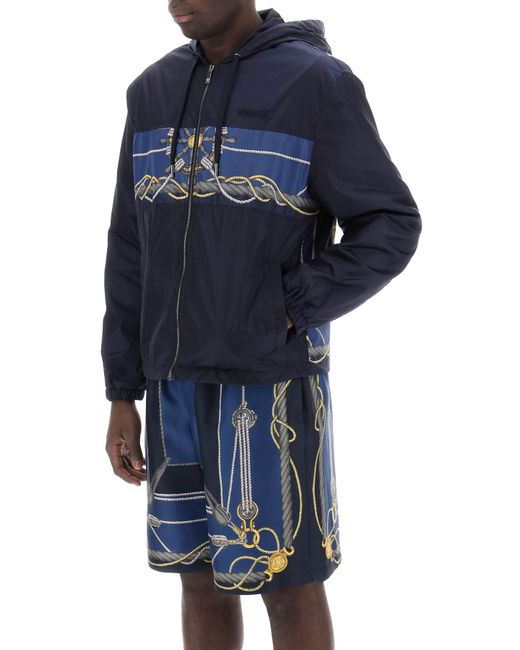 Versace Blue Nautical Hooded Jacket for men