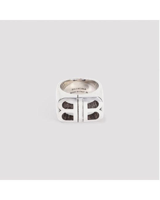 Balenciaga White Antique Silver Pitbull Signet Ring