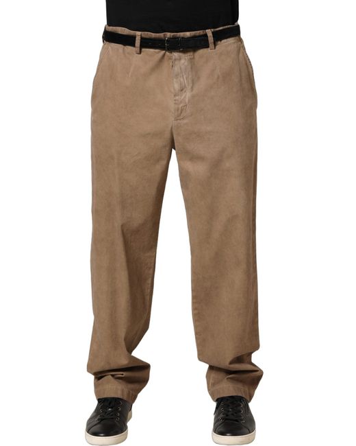Domenico Tagliente Natural Beige Cotton Straight Leg Men Trouser Pants for men