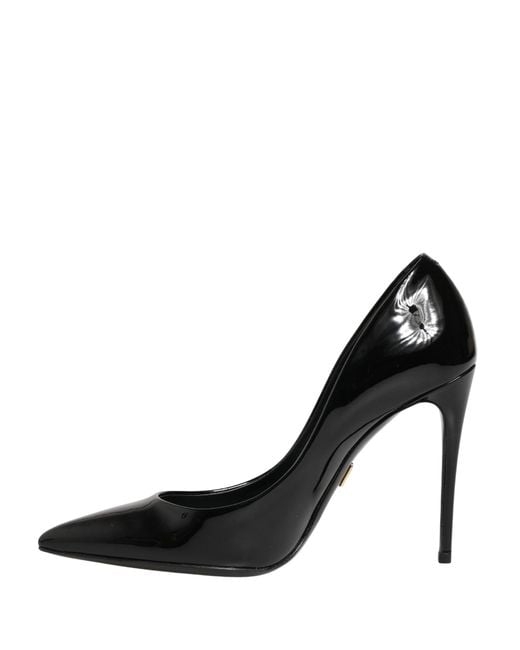 Dolce & Gabbana Black Calf Leather Stiletto Heels Pumps Shoes