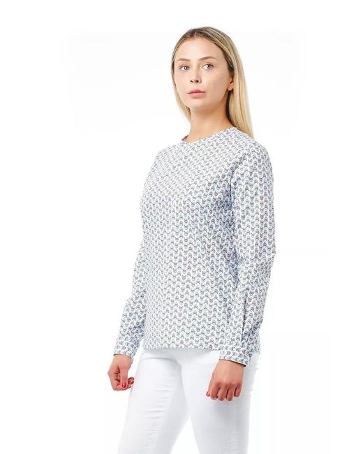 Bagutta Gray White Cotton Blouse