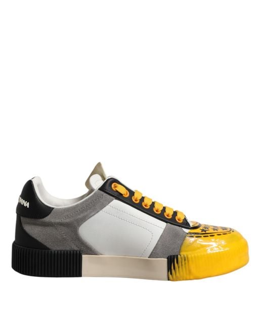 Dolce & Gabbana Yellow Leather Dna Low Top Sneakers Shoes for men