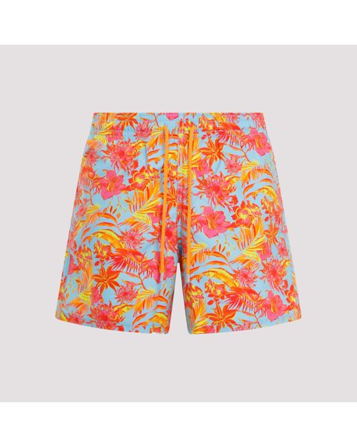 Vilebrequin Orange Multicolor Moorea Tahiti Swim Shorts for men