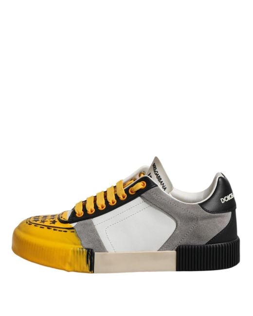 Dolce & Gabbana Yellow Leather Dna Low Top Sneakers Shoes for men