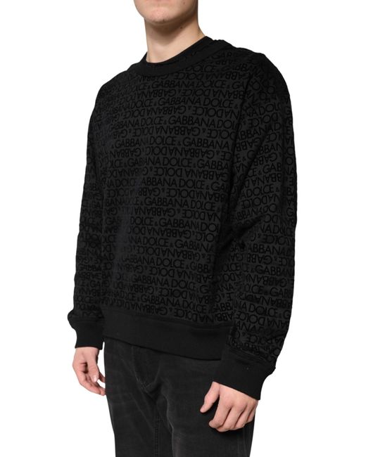Dolce & Gabbana Black Monogram Crew Neck Sweatshirt Sweater for men