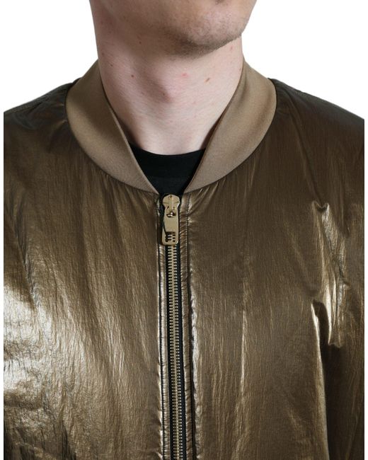 Dolce & Gabbana Brown Nylon Full Zip Bomber Jacket for men