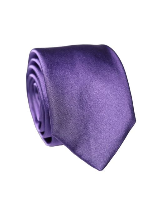 Dolce & Gabbana Purple Satin 100% Silk Adjustable Men Tied Necktie Tie for men