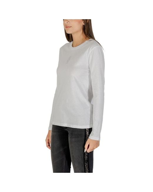 ARMANI EXCHANGE Gray White Cotton Long Sleeve T