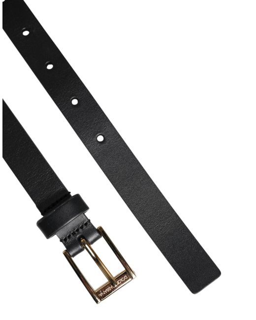 Dolce & Gabbana Black Classic Metal Logo Buckle Belt for men