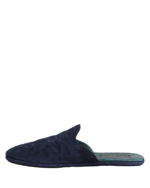 Dolce & Gabbana Blue Suede Slides Flat Slipper Men Shoes for men