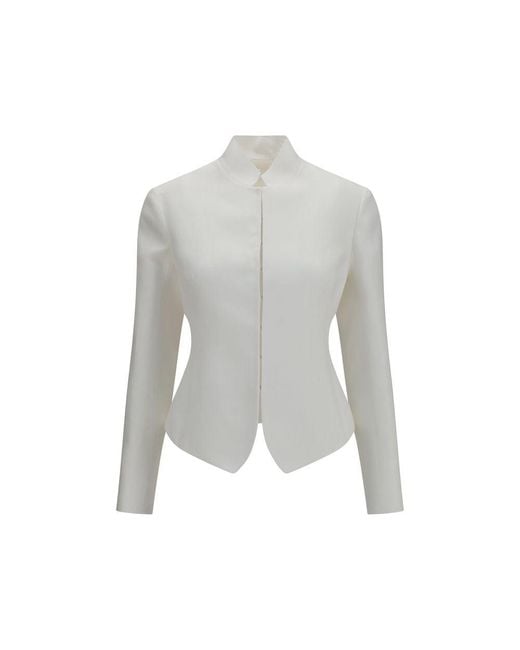 The Row Gray White Linen Jacket