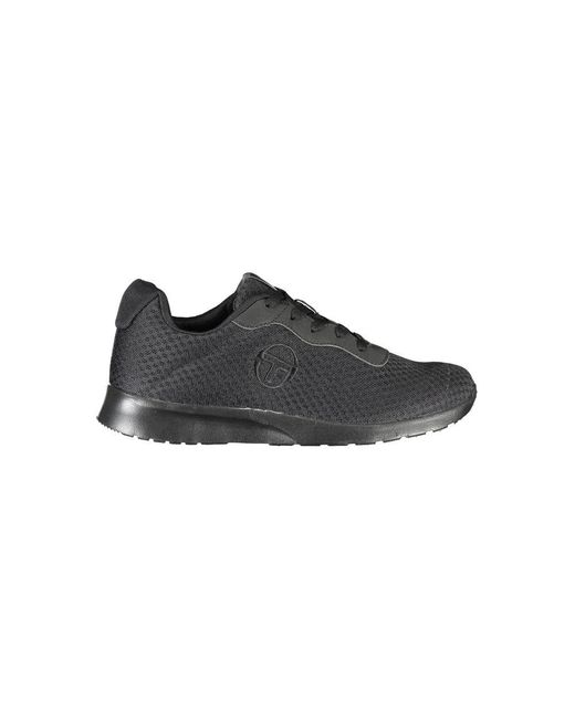 Sergio Tacchini Black Sleek Sneakers With Embroidered Detail for men