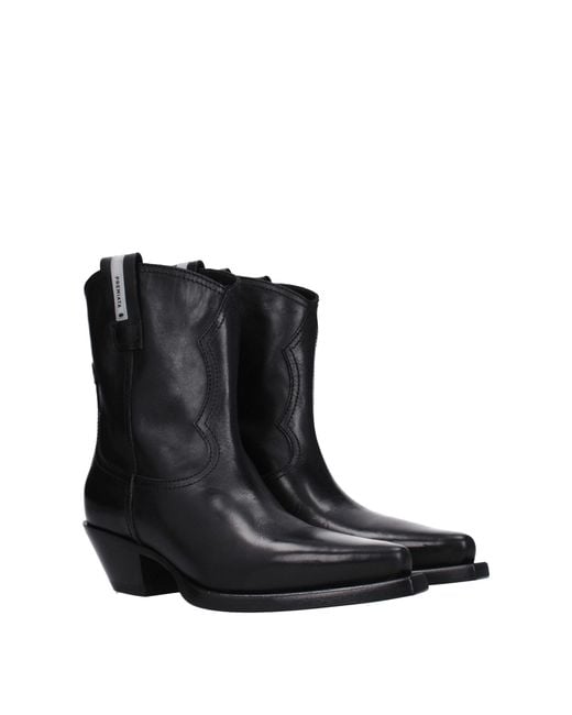 Premiata Black Cowboy Ankle Boots Leather