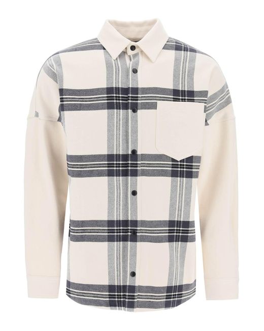 Palm Angels White "Plaid Overshirt With Embroidered Logo for men