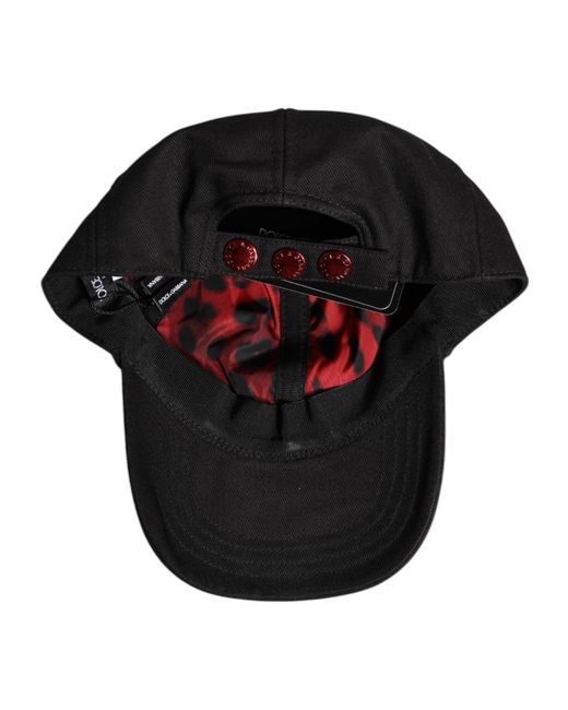 Dolce & Gabbana Black Cotton Logo Patch 6 Panels Baseball Cap Hat for men