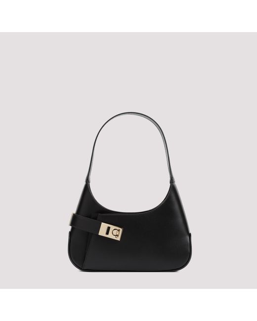 Ferragamo Black Archive Calf Leather Handbag