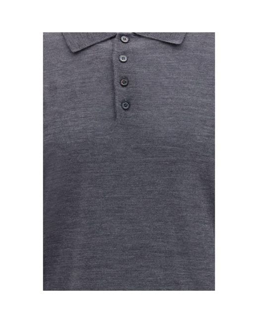 Golden Goose Deluxe Brand Blue Gray Wool Oves Aries Polo Shirt for men