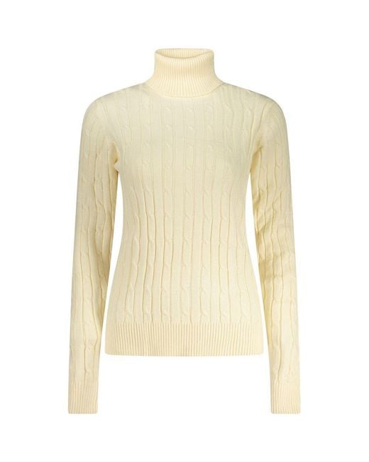 Norway 1963 Yellow White Viscose 's Turtleneck Sweater