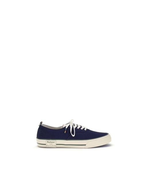 Barbour Blue Cotton Low Top Sneakers for men